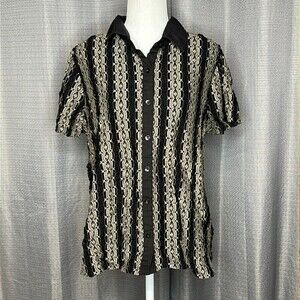 STYLE & CO WOMAN SIZE 1X BLACK AND GOLD BUTTON FRONT BLOUSE